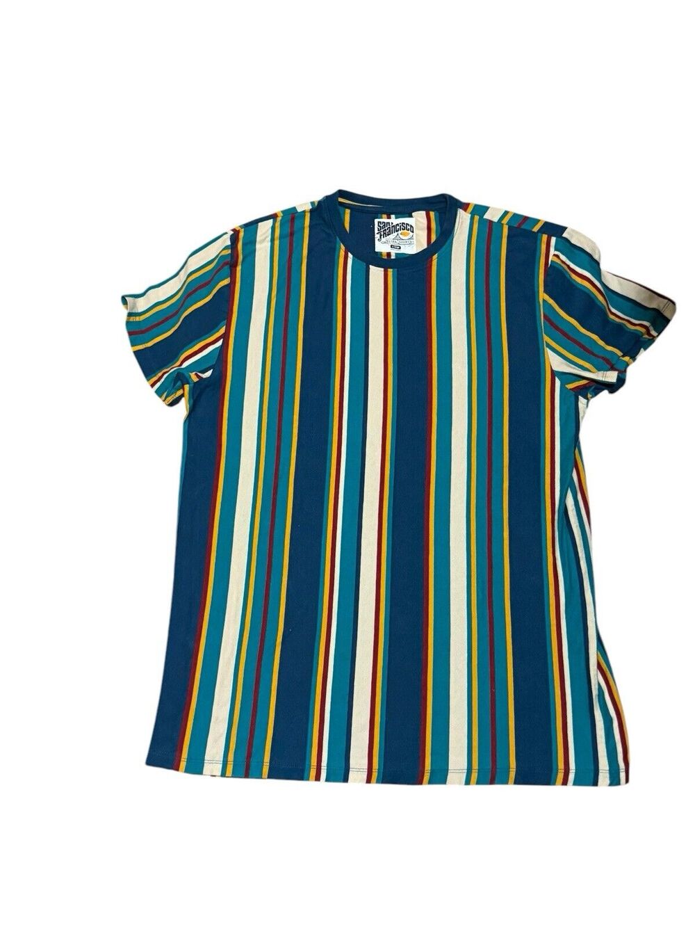San Francisco Work Shirts Striped Vertical Multi Color Retro Shirt XL
